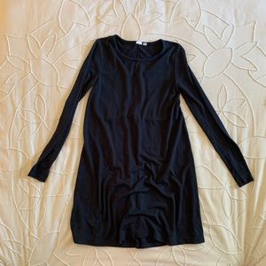 Cotton Navy long-sleeved shift dress